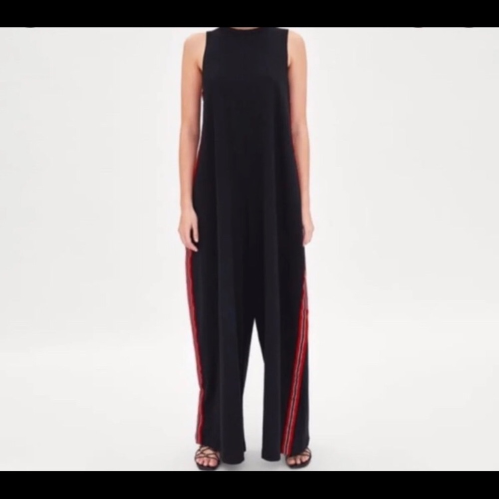 Womens ZARA Black Jumpsuit with Side Stripes M